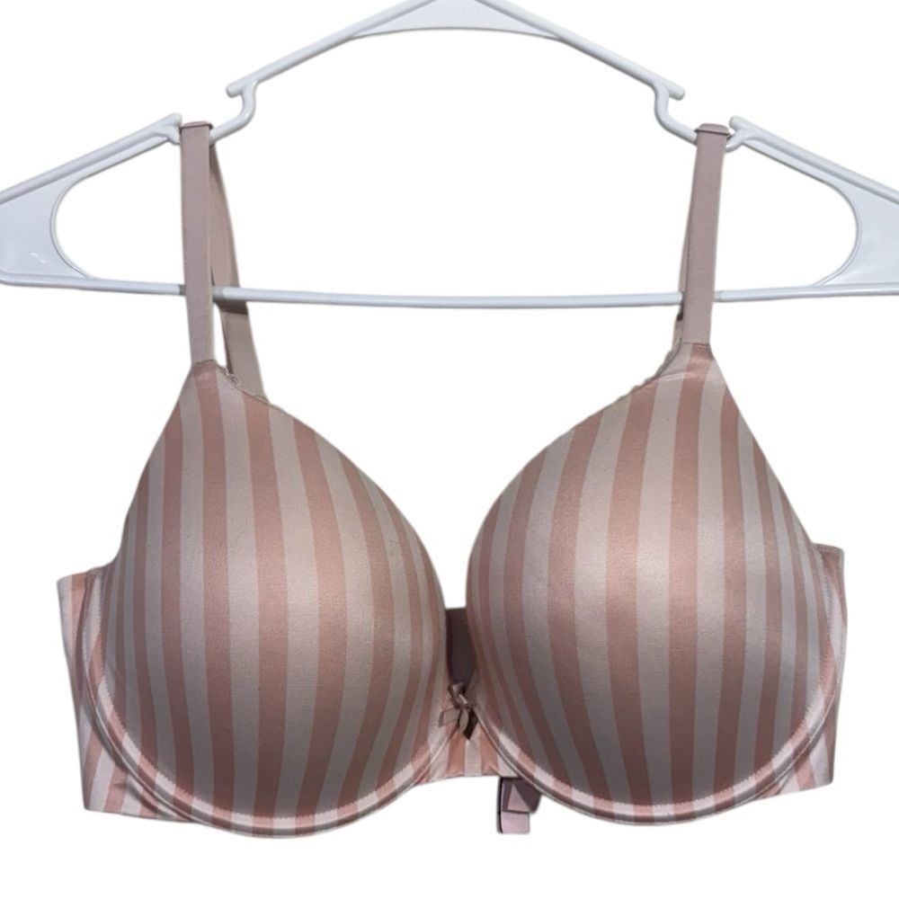 Victoria's Secret Pink Satin Striped 34DD Body By Victoria Perfect Shape
